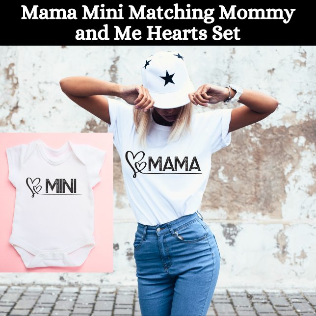 Camiseta Mamãe Bonita e Corações Corações de Mama (Mommy and Me Matching Set)