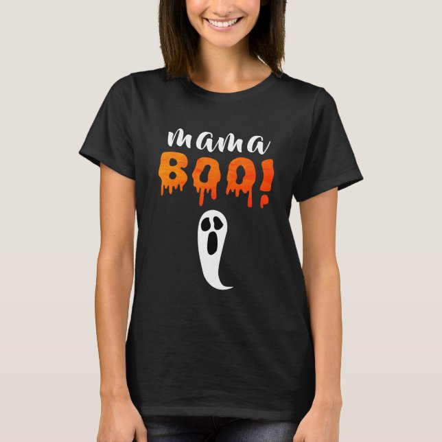Camiseta Mamãe Boo Orange Halloween Family (Frente)