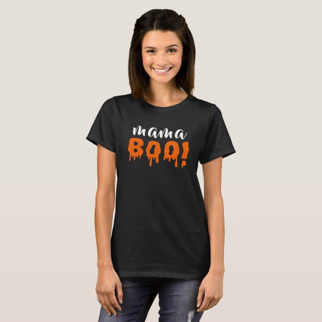 Camiseta Mamãe Boo Orange Halloween Family (Frente Completa)