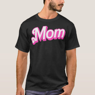 Camiseta Mamãe Branca Rosa Sobrepondo Figuras de Halloween