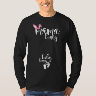 Camiseta Mamãe Bunny Baby Bunny Grávida Mamãe Páscoa Grávid