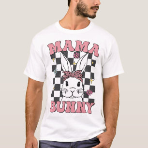 Camiseta Mamãe Bunny Retro Groovy Combinando Família Páscoa