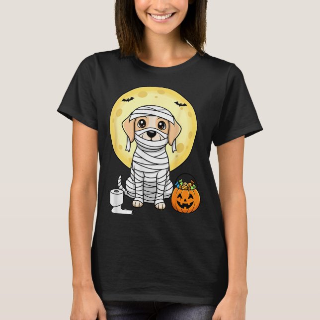 Camiseta Mamãe Cachorrinho Fofo de Halloween Lua Cheia Truq (Frente)