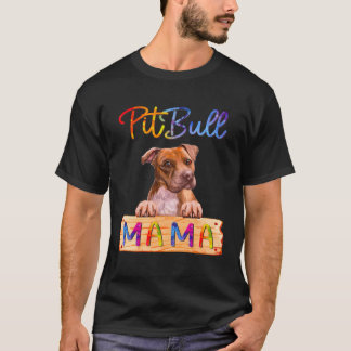 Camiseta Mamãe Cachorro Colorida Pitbull
