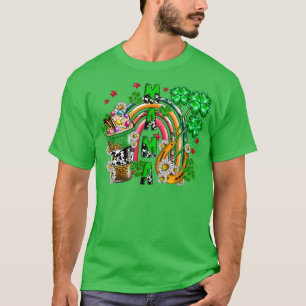 Camiseta Mamãe Café Lucky Dia de São Patrício Western Shamr