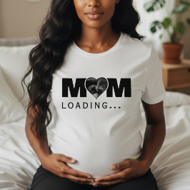 Camiseta Mamãe Carregando Foto de Ultrassom do Bebê no Cora