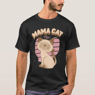 Camiseta Mamãe Cat Fofo Simamês Gato Fizeram Decoração Card