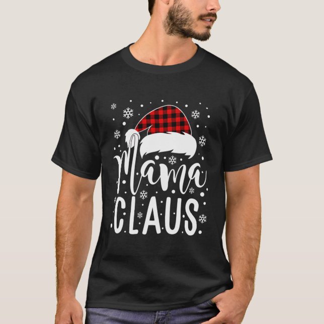 Camiseta Mamãe Claus com Papai Noel Mãe Mãe Mamãe Natal (Frente)