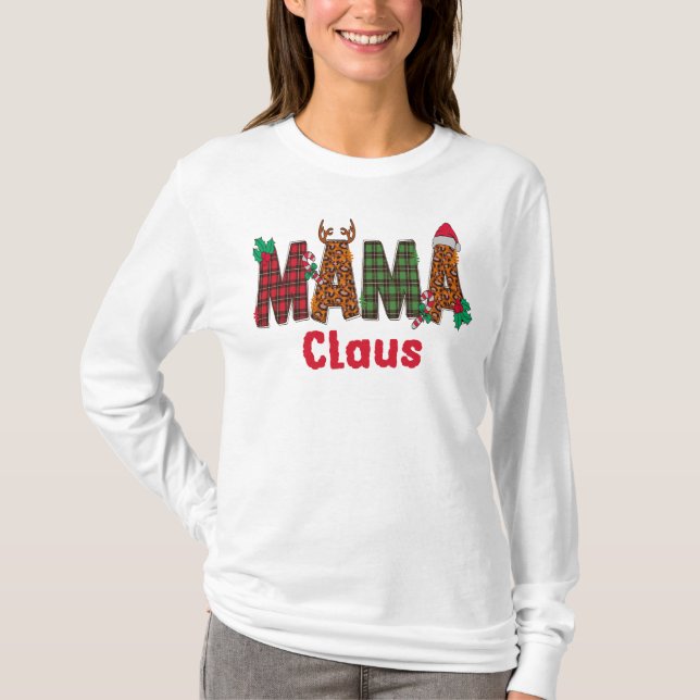 Camiseta Mamãe Claus, mamãe de Natal (Frente)