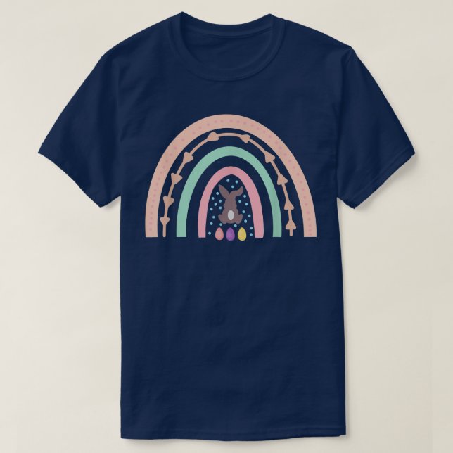 Camiseta Mamãe Coelhinho Arco-Íris de Ovo de Páscoa e Eu Co (Frente do Design)