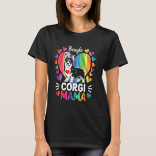 Camiseta Mamãe Corgi Colorida com Coração Grande - Amo Corg