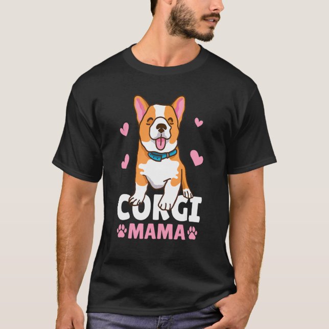 Camiseta Mamãe Corgi Com Um Cachorro (Frente)