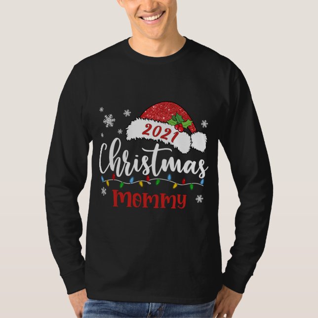 Camiseta Mamãe Crew Reindeer Xmas Lights Family Natal P (Frente)