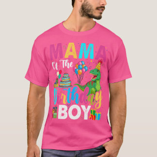 Camiseta Mamãe Da Família Birthday Boy Correspondendo Dinos