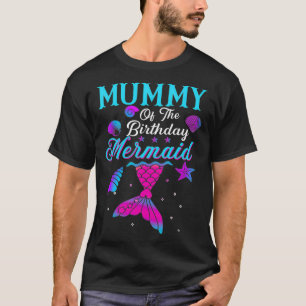 Camiseta Mamãe Da Família De Sereias De Aniversário Corr