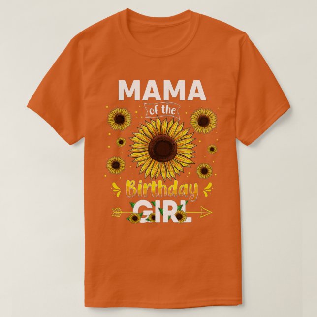 Camiseta Mamãe Da Festa De Aniversário De Girassol Família  (Frente do Design)