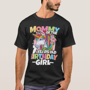 Camiseta Mamãe Da Garota De Aniversário - Filha De 7 De Ani