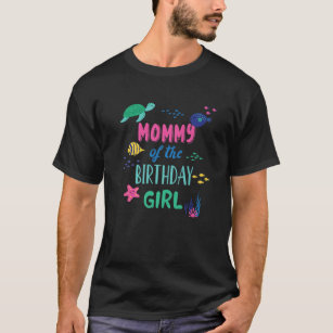 Camiseta Mamãe Da Garota De Aniversário Sob O Tema Do Mar