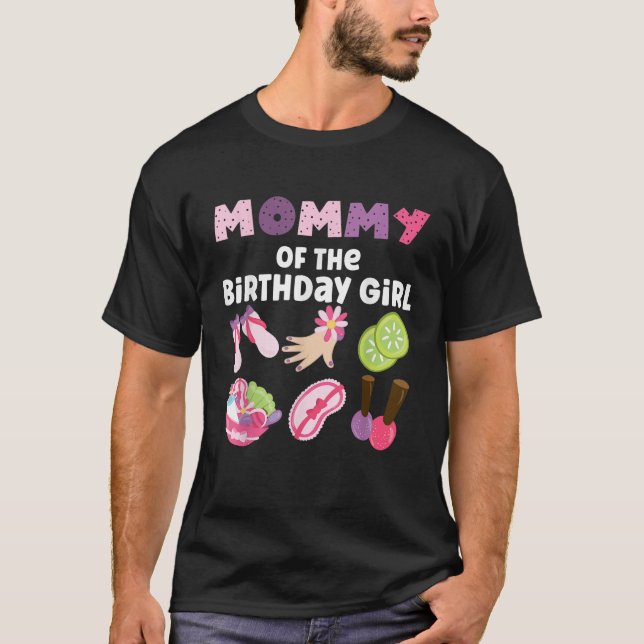 Camiseta Mamãe Da Garota De Aniversário Spa Themed Girls Pa (Frente)