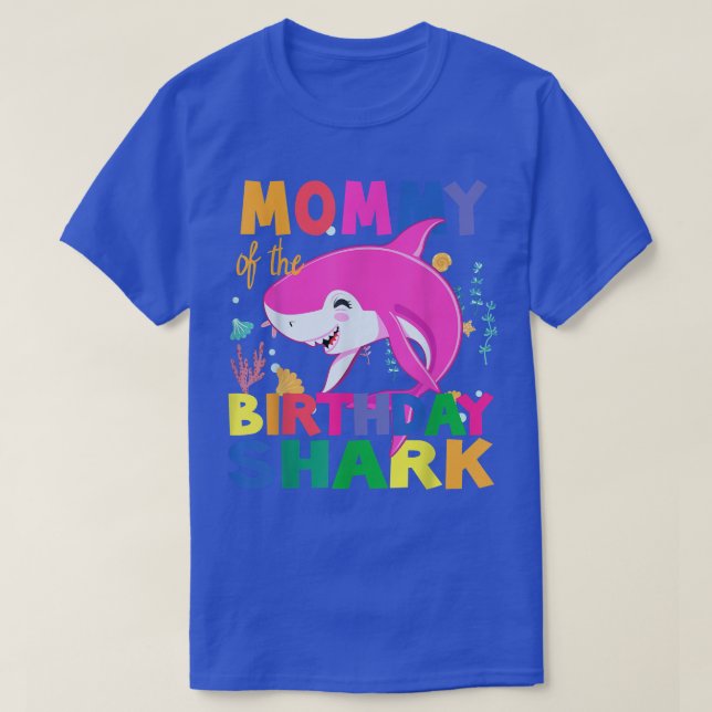 Camiseta Mamãe Da Mamãe De Aniversário Do Filho Tubarão (Frente do Design)