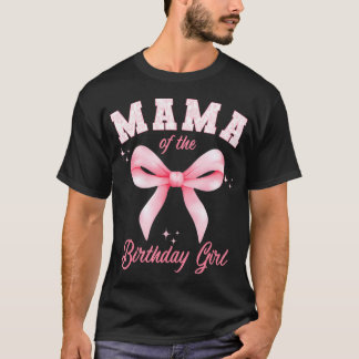 Camiseta Mamãe da Menina de Aniversário Pink Floral Toile