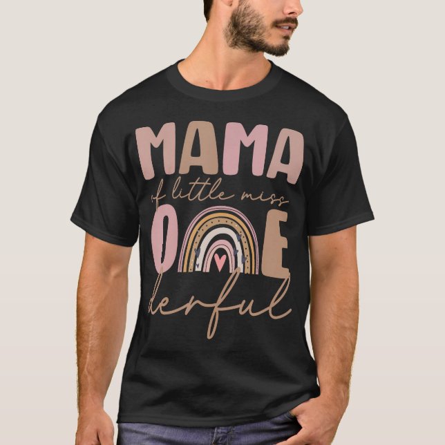 Camiseta Mamãe Da Pequena Miss Maravilha Primeiro Aniversár (Frente)