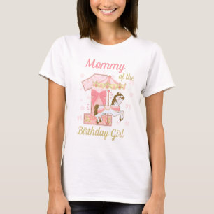 Camiseta Mamãe da Primeira Rapariga de Aniversário Carrosse