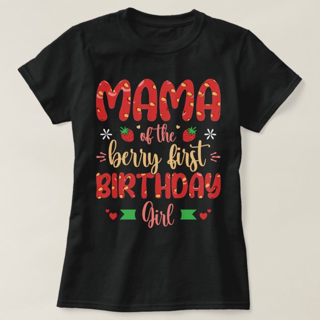 Camiseta Mamãe Da Primeira Rapariga De Aniversário, Mãe Eng (Frente do Design)