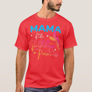 Camiseta Mamãe da Princesa Aniversário Bday Unicorn Rainbow