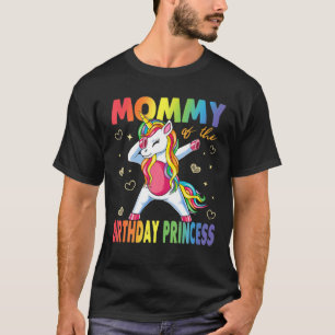 Camiseta Mamãe Da Princesa Aniversário Dabbing Unicorn Gi