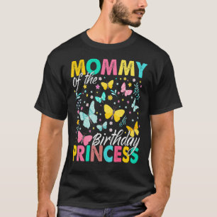 Camiseta Mamãe Da Princesa de Aniversário As Borboleta
