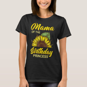 Camiseta Mamãe Da Princesa De Aniversário Sunflower Mamãe