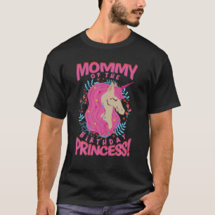 Camiseta Mamãe Da Princesa De Aniversário Unicórn Essencial