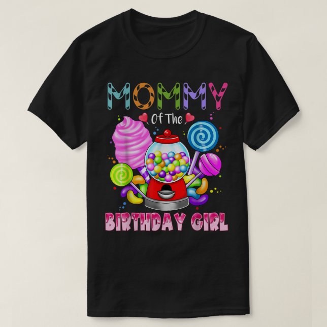 Camiseta Mamãe Da Rapariga De Aniversário Candyland Candy B (Frente do Design)