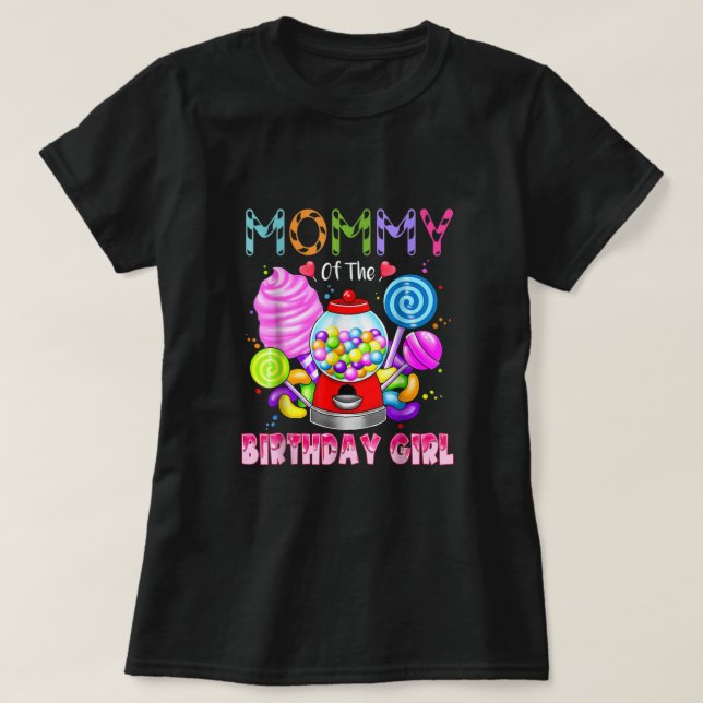 Camiseta Mamãe Da Rapariga De Aniversário Candyland Candy B (Frente do Design)