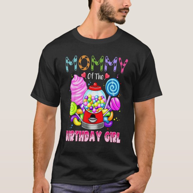 Camiseta Mamãe Da Rapariga De Aniversário Candyland Candy B (Frente)