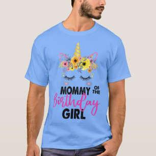 Camiseta Mamãe Da Rapariga De Aniversário, Mãe Dotada De Un