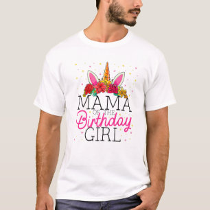 Camiseta Mamãe Da Rapariga De Aniversário Mãe Unicórn