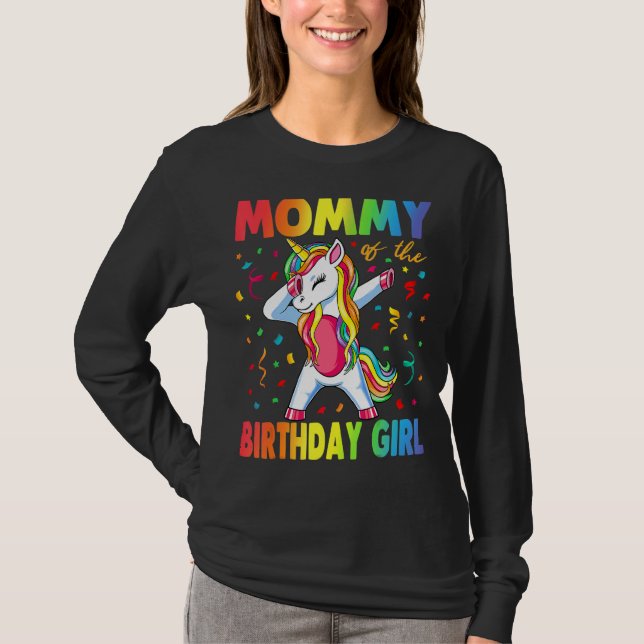 Camiseta Mamãe Da Rapariga De Aniversário Mãe Unicórn Birth (Frente)