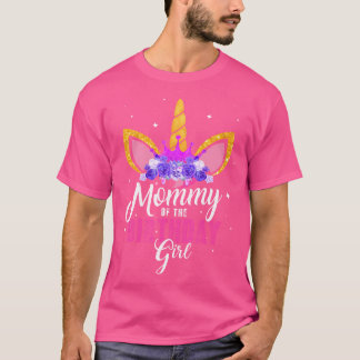 Camiseta Mamãe Da Rapariga De Aniversário Unicórn Mãe Anive