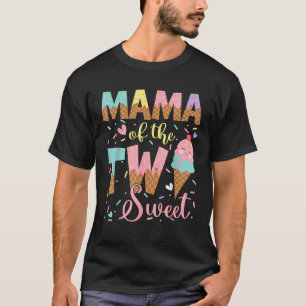 Camiseta Mamãe Das Duas Garotas segundos aniversários Doce 