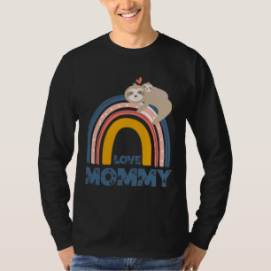Camiseta Mamãe De Amor Rainbow Sloth Mama E Baby Sloth