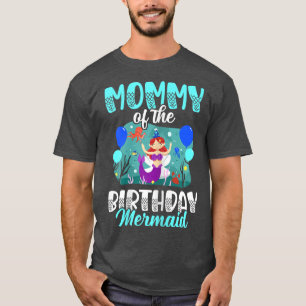 Camiseta Mamãe de Aniversário de Sereia para uma Sereia Fem