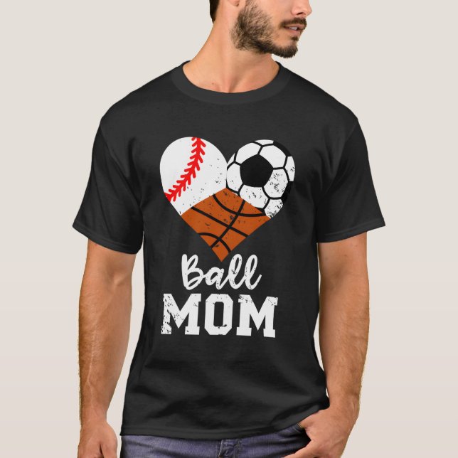 Camiseta Mamãe de baseball de basquete mãe (Frente)