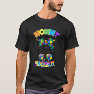 Camiseta Mamãe de Cabelo Desgrenhado de Guerreiro do Autism