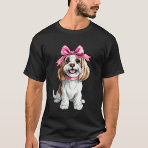 Camiseta Mamãe de Cachorro Maltês com Laço Coquete Menina R
