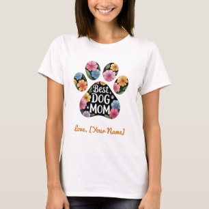 Camiseta Mamãe de Cachorro Personalizada Floral Paw Melhor