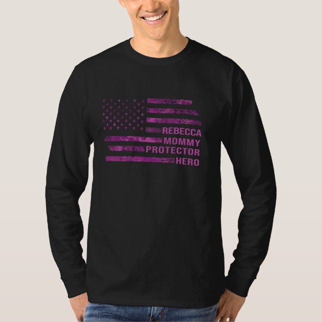 Camiseta Mamãe de Esposa Protetor Hero Camo Pink Bandeira A (Frente)