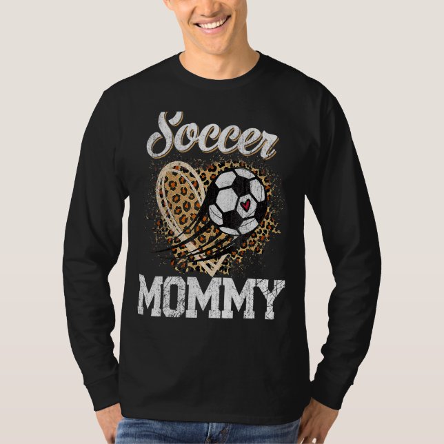 Camiseta Mamãe de futebol, Dia de as mães da Bola-Leopardo (Frente)