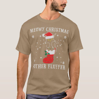 Camiseta Mamãe de Natal Meowy Fluffer Engraçado Gif Gif